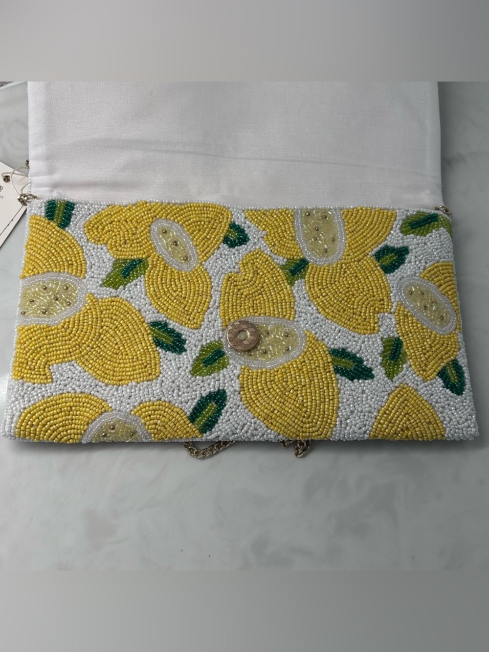 🍋 NWT Antik Kraft Beaded Lemons Handbag Clutch  Crossbody Shoulder Flap Bag 🍋 - Picture 8 of 11